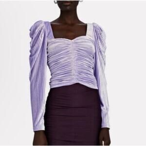 Jonathan Simkhai Standard Valerie Velvet Jersey Purple Ruched Top Size Small